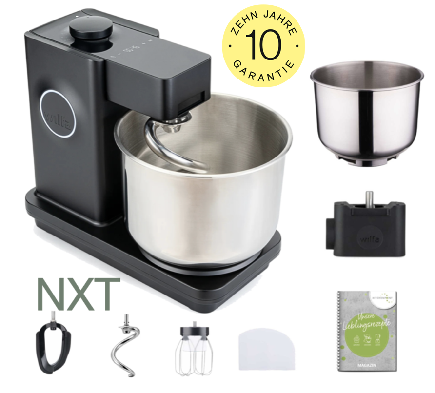 Wilfa Küchenmaschine PROBAKER NXT, Schwarz - Schüssel Set inkl. Adapter