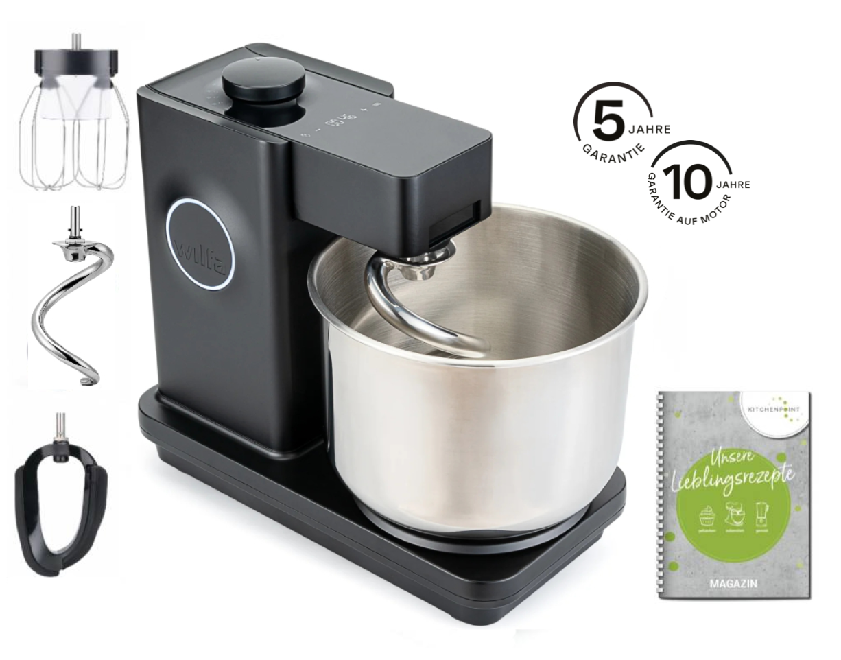 Wilfa Küchenmaschine Probaker Timer schwarz Edelstahlknethaken Wilfa Küchenmaschine Probaker Timer schwarz Edelstahlknethaken