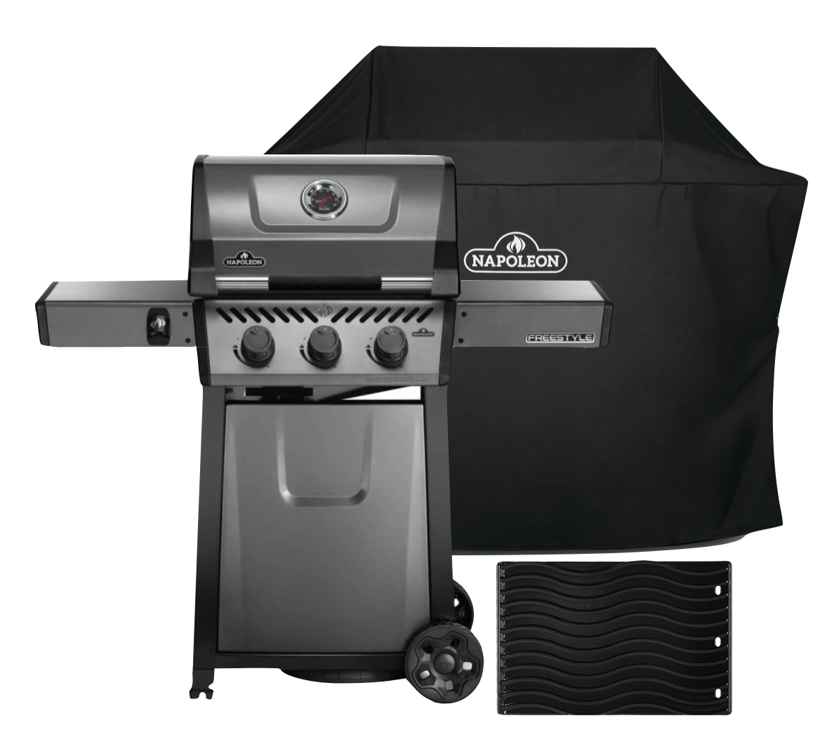 Napoleon Freestyle 365, 3 Hauptbrenner, Graphit - inkl. Abdeckhaube und Gussplatte