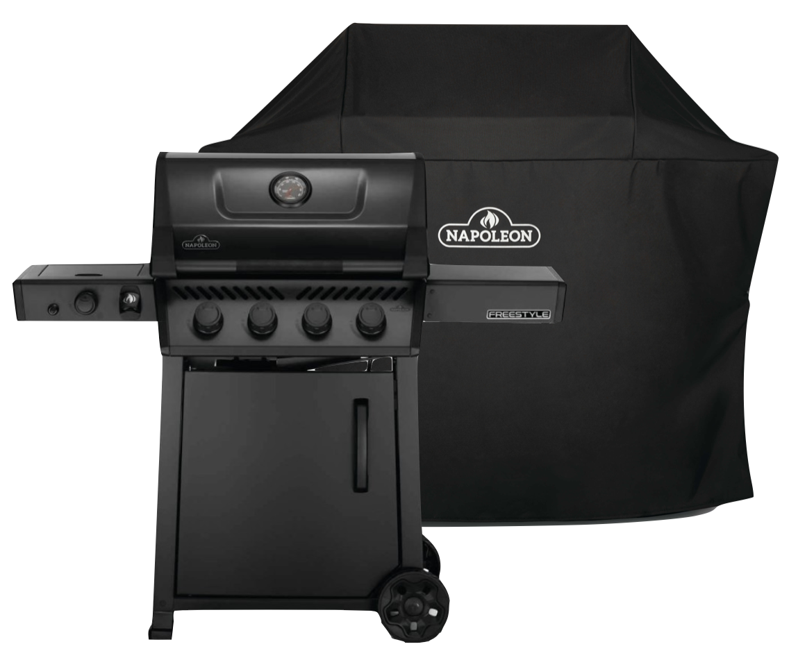 Napoleon Freestyle 425 Phantom, mit Edelstahl Rosten und Tür, Mattschwarz - inkl. Abdeckhaube