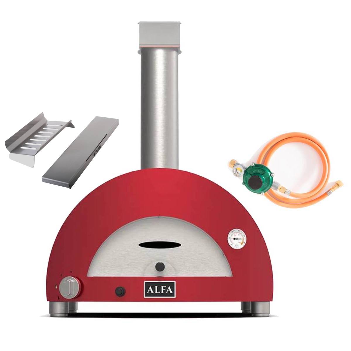 Alfa Moderno Gasofen 1 Pizza Hybrid Set - antik rot