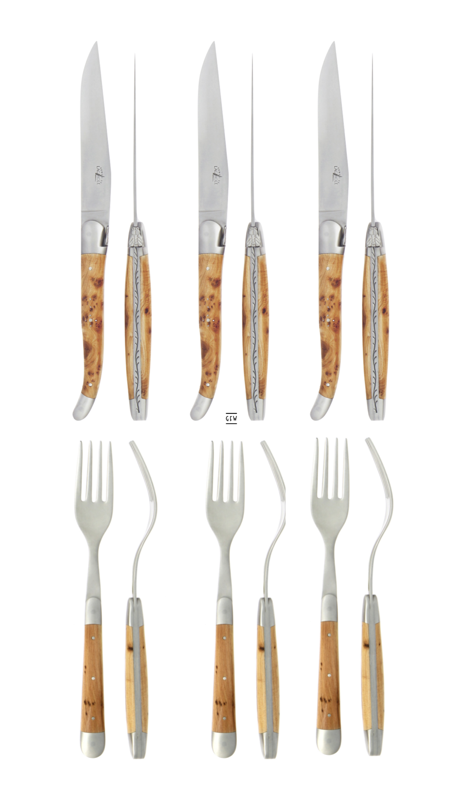 Forge de Laguiole Steakbesteck 12 teiliges Set - Wacholderholz Forge de Laguiole Steakbesteck 12 teiliges Set - Wacholderholz
