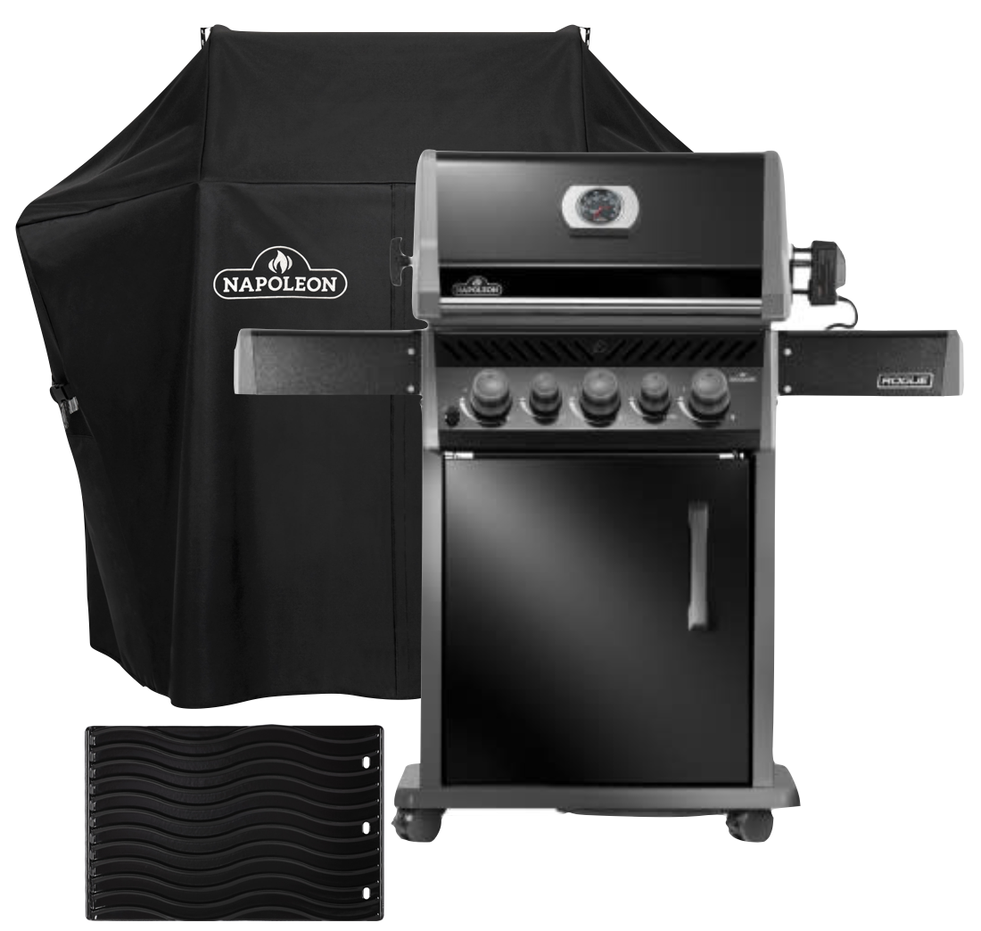 Napoleon Rogue 425 mit Heck- und Seitenbrenner inkl. Drehspieß, Abdeckhaube und Gussplatte - Modell 2025