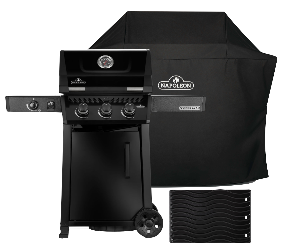 Napoleon Freestyle 365 mit Seitenbrenner schwarz inkl. Abdeckhaube und Gussplatte - Modell 2026