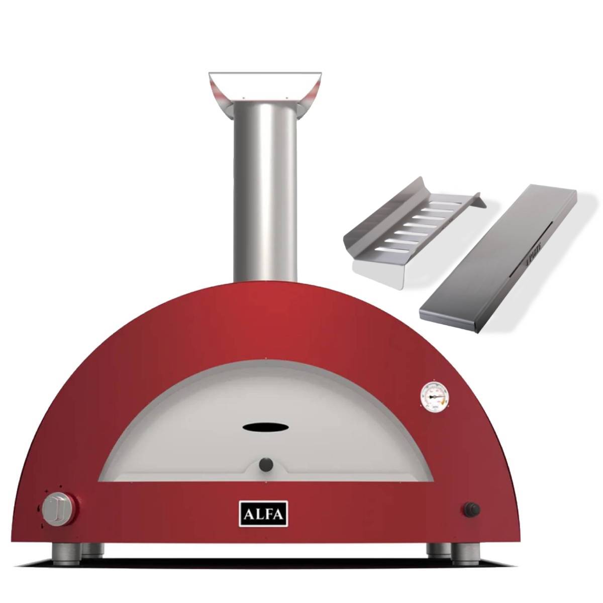 Alfa Moderno Gasofen 3 Pizze Holz Set  - antik rot Alfa Moderno Gasofen 3 Pizze Holz Set  - antik rot