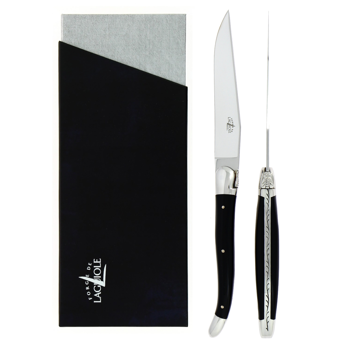 Forge de Laguiole Steakmesser 2er Set - Acryl Schwarz