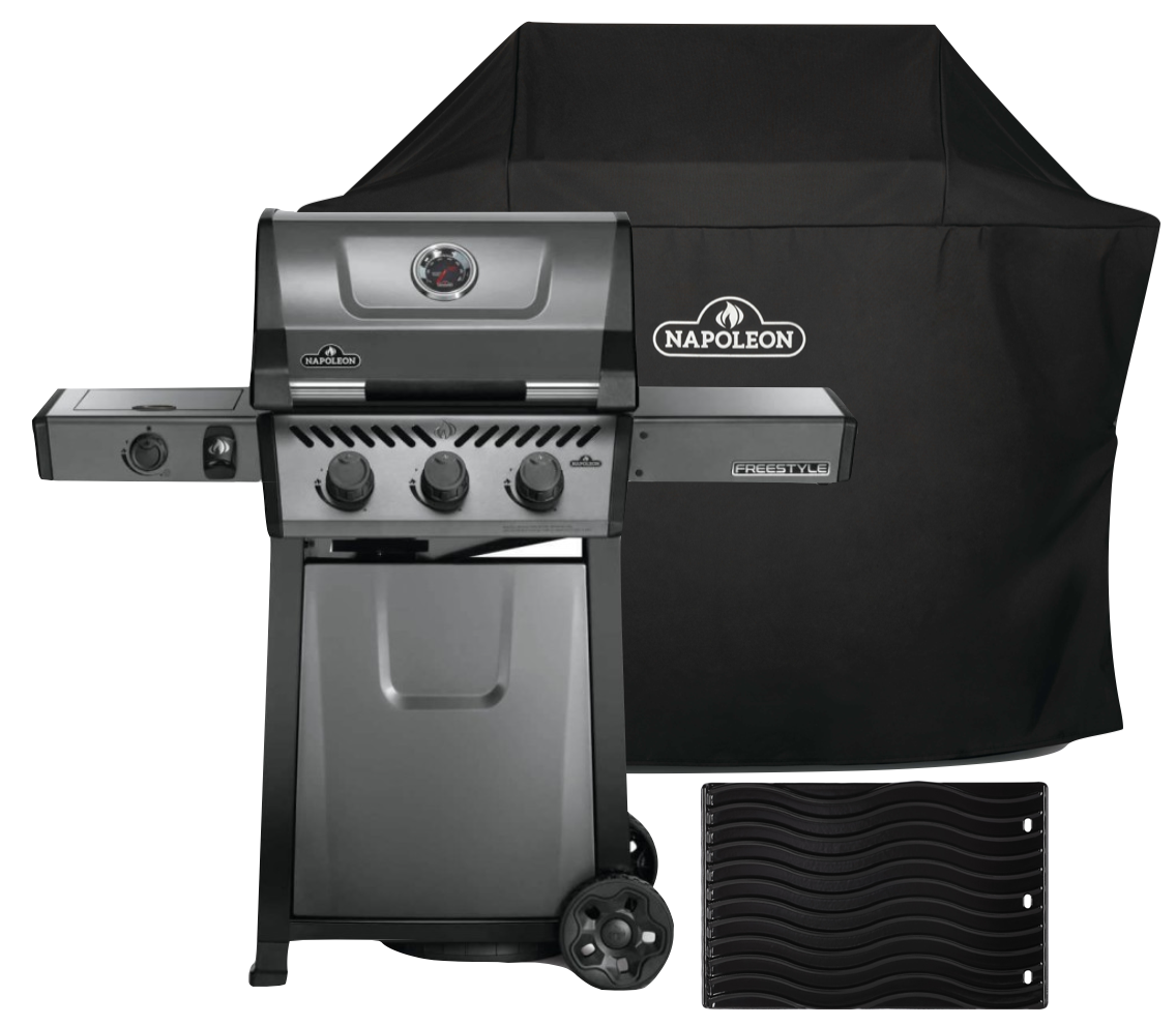 Napoleon Freestyle 365, 3 Hauptbrenner, mit Seitenbrenner, Graphit - inkl. Abdeckhaube und Gussplatte