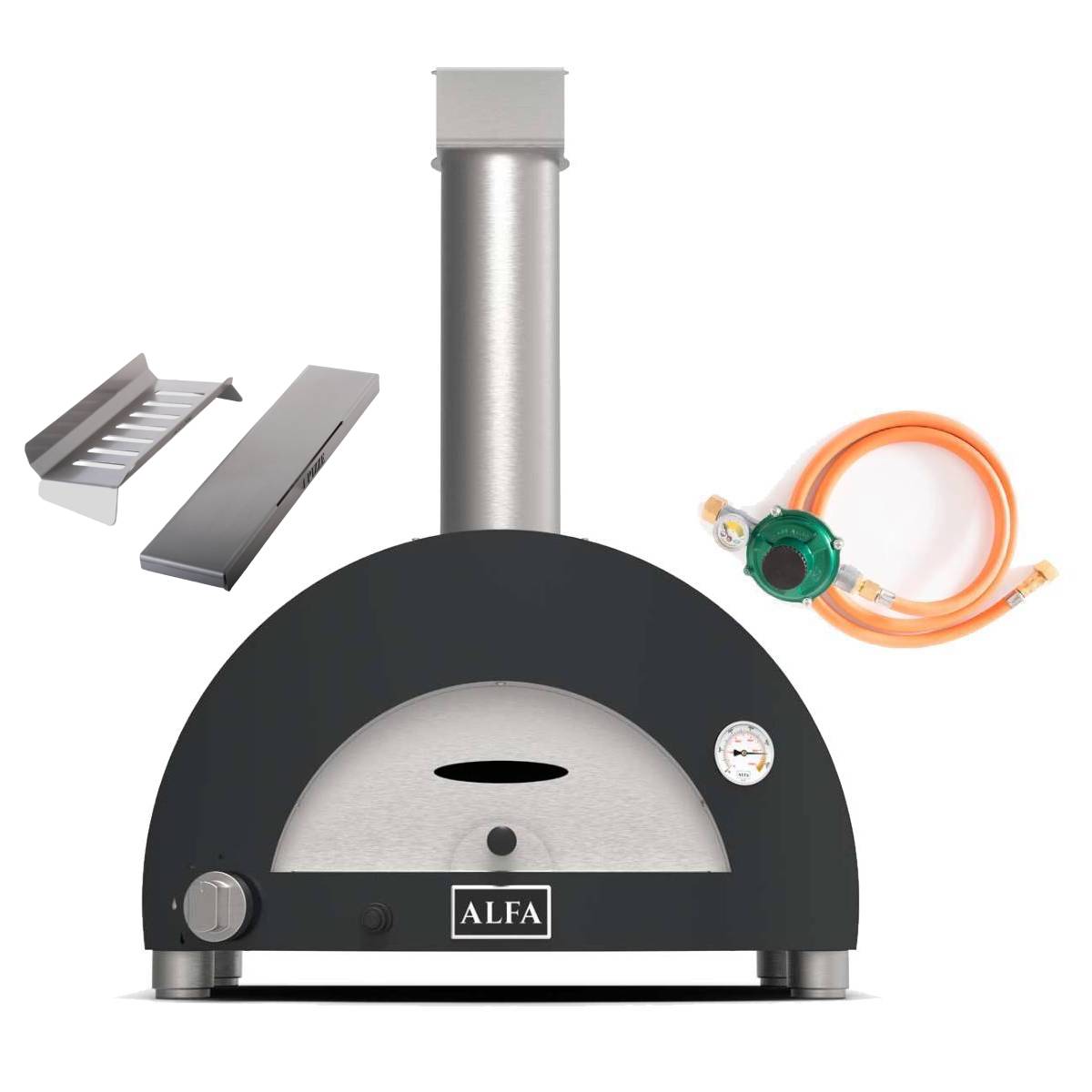 Alfa Moderno Gasofen 1 Pizza Hybrid Set - schiefer grau