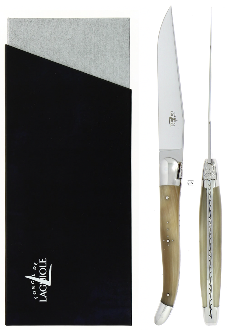Forge de Laguiole Steakmesser 2er Set - helles Horn Forge de Laguiole Steakmesser 2er Set - helles Horn