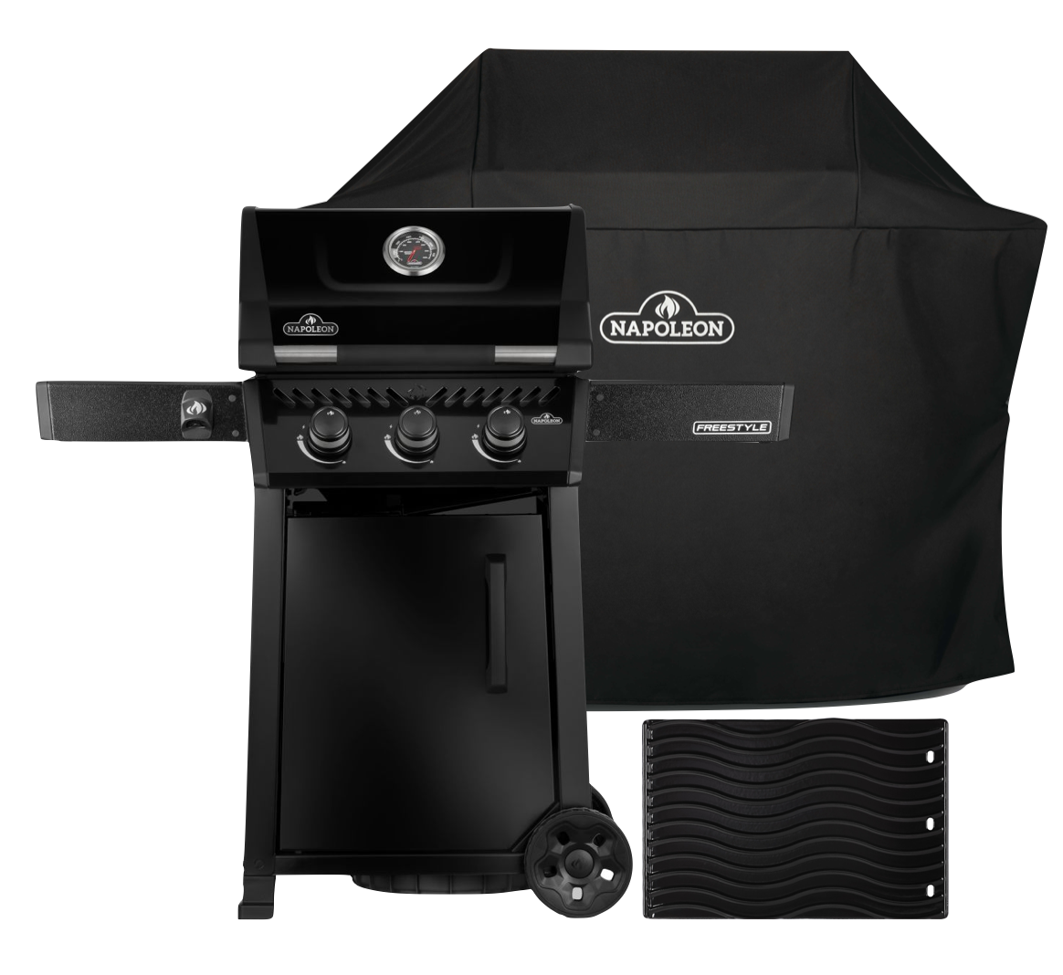 Napoleon Freestyle 365 schwarz inkl. Abdeckhaube und Gussplatte - Modell 2026