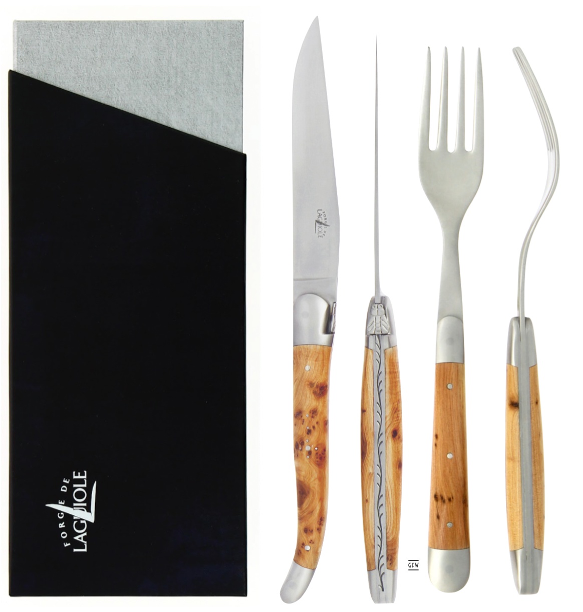 Forge de Laguiole Steakbesteck 4 teiliges Set - Wacholderholz Forge de Laguiole Steakbesteck 4 teiliges Set - Wacholderholz