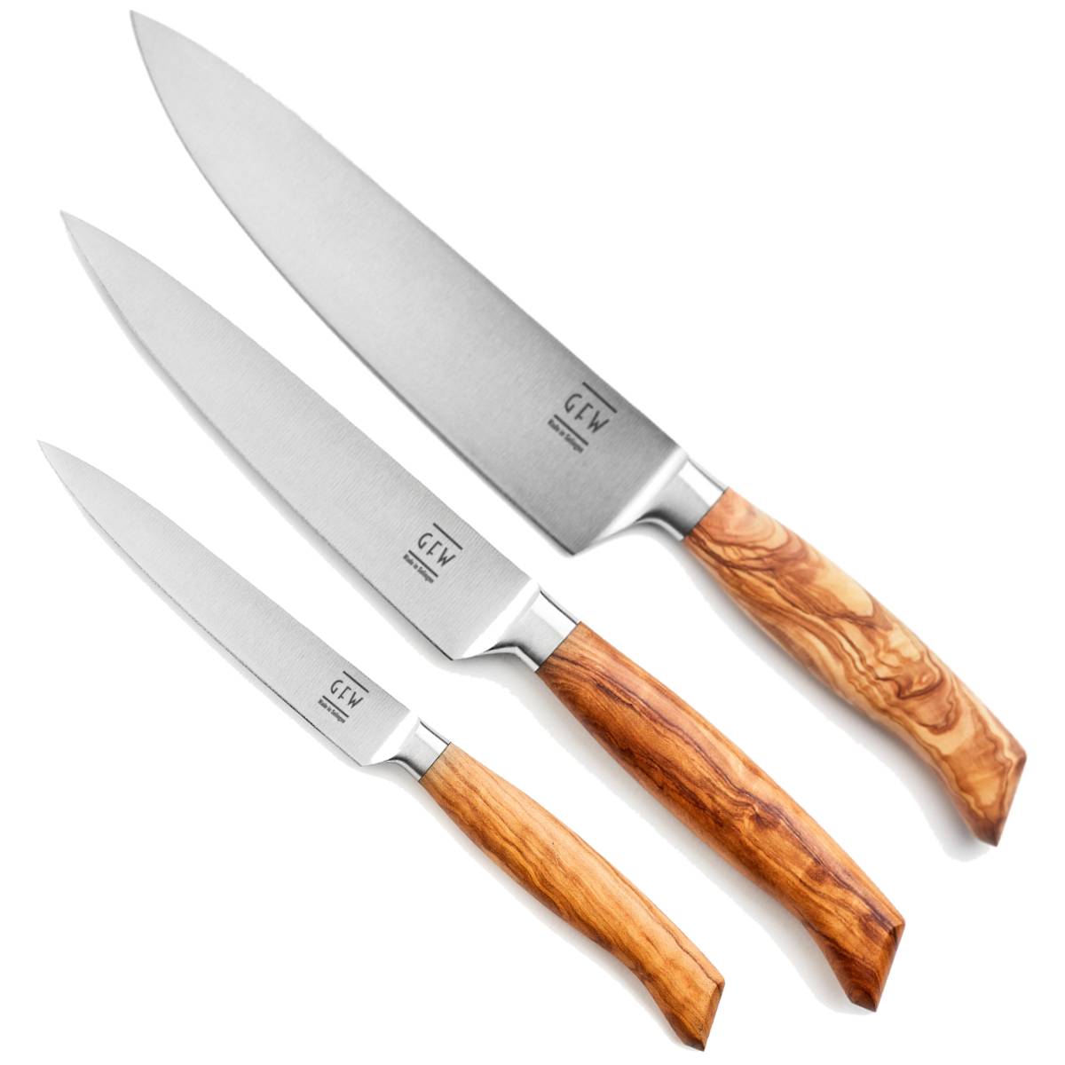 GFW Olive Set 3-teilig - inkl. Kochmesser, Universalmesser und Allzweckmesser GFW Olive Set 3-teilig - inkl. Kochmesser, Universalmesser und Allzweckmesser